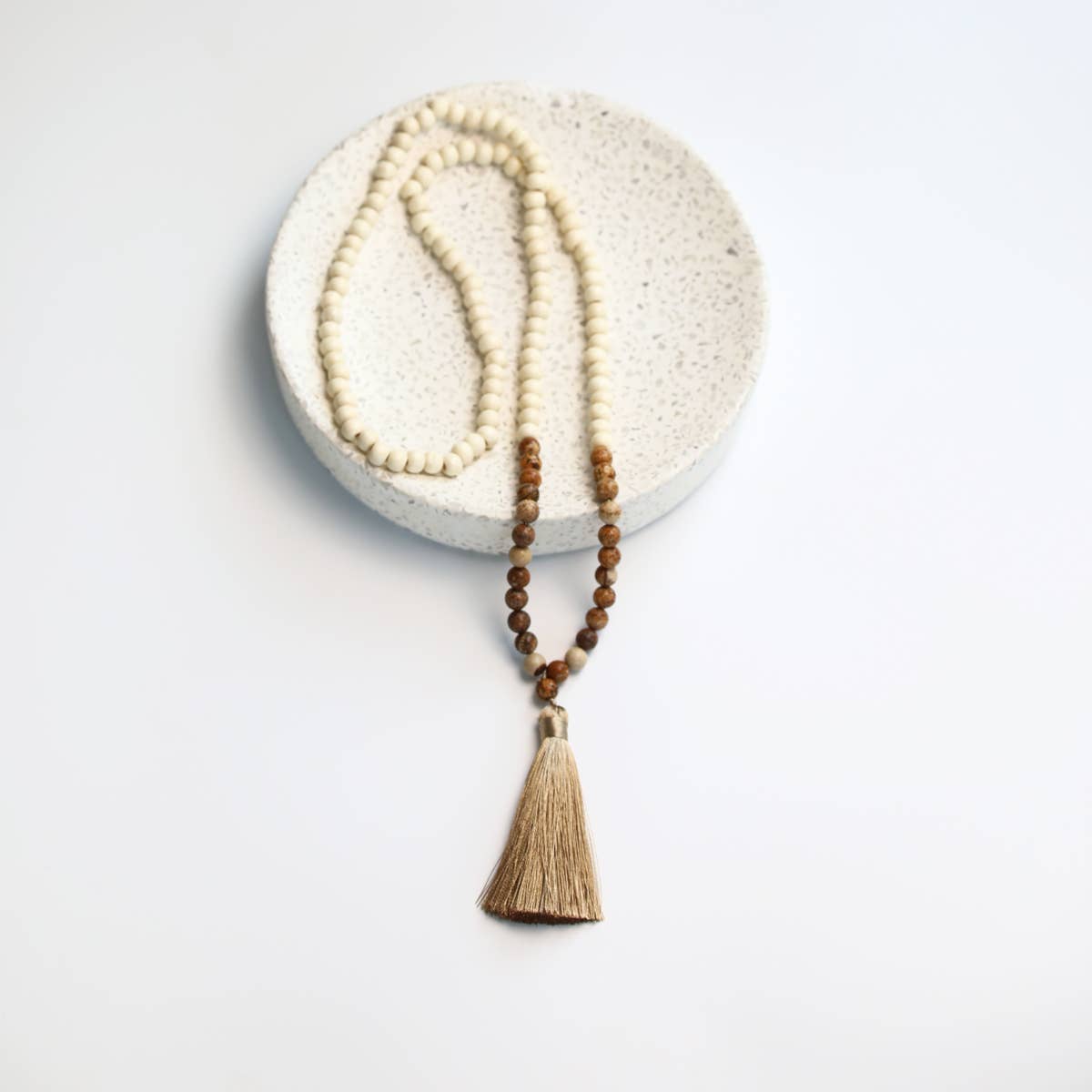 Boho Wood Bead & Tassel Necklace