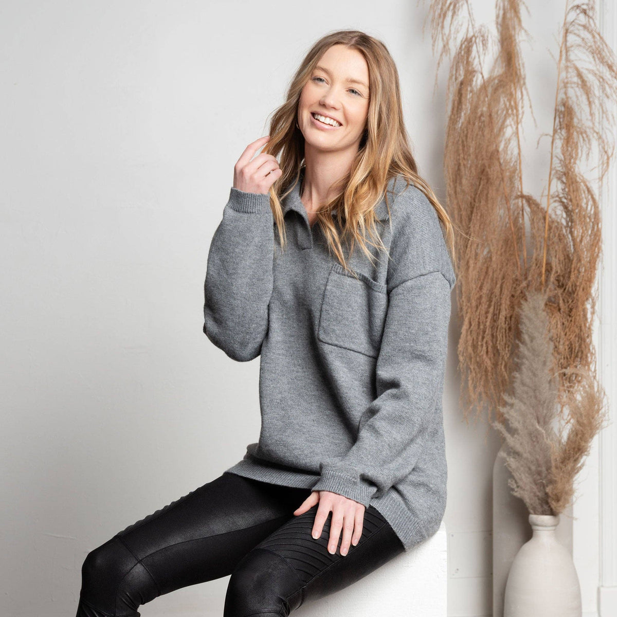 Hudson Relaxed Fit Collared Sweater