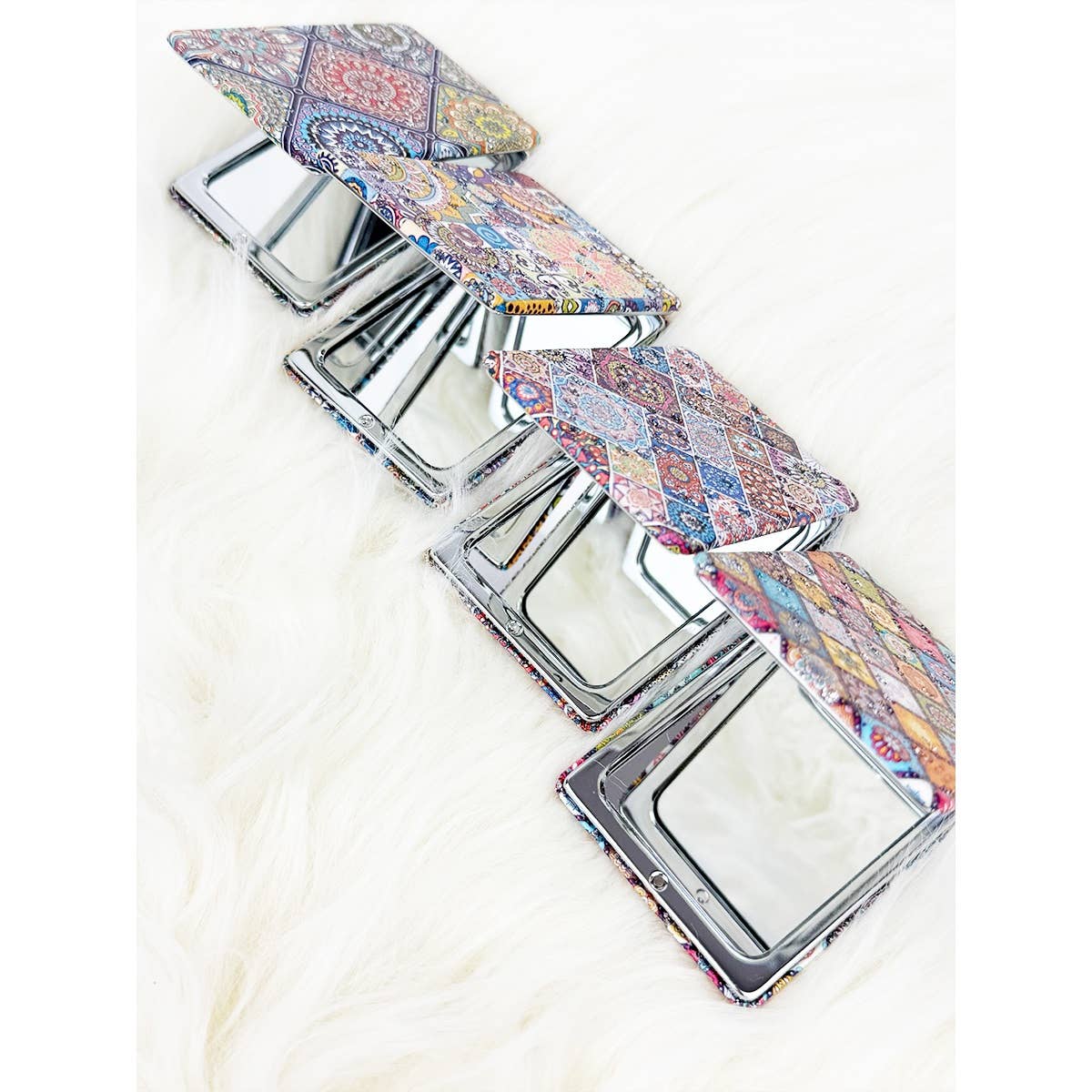 Mixed Pattern Double Sided Square Cosmetic Mirror