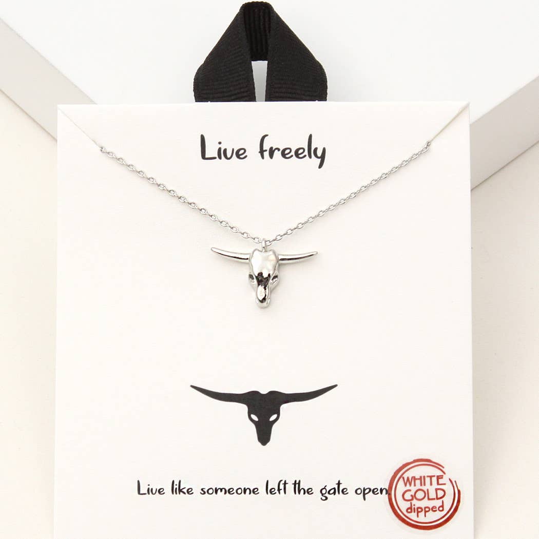 Live Freely Bull Head Necklace