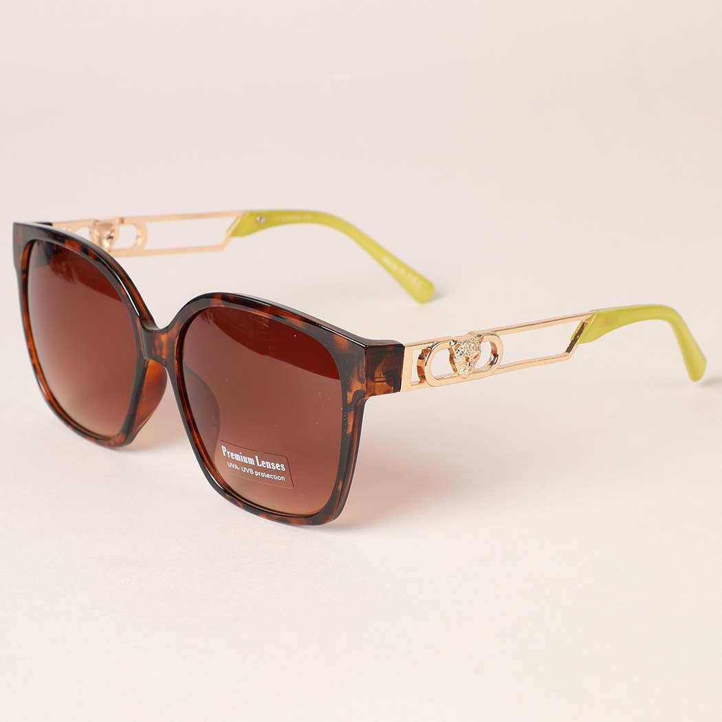 Leopard Figure Leg Two-Tone Design Sunglasses