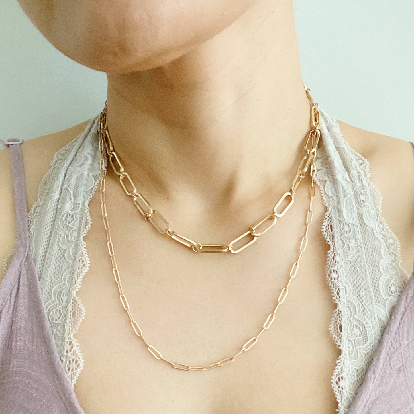 Big & Small Double Chain Link Necklace