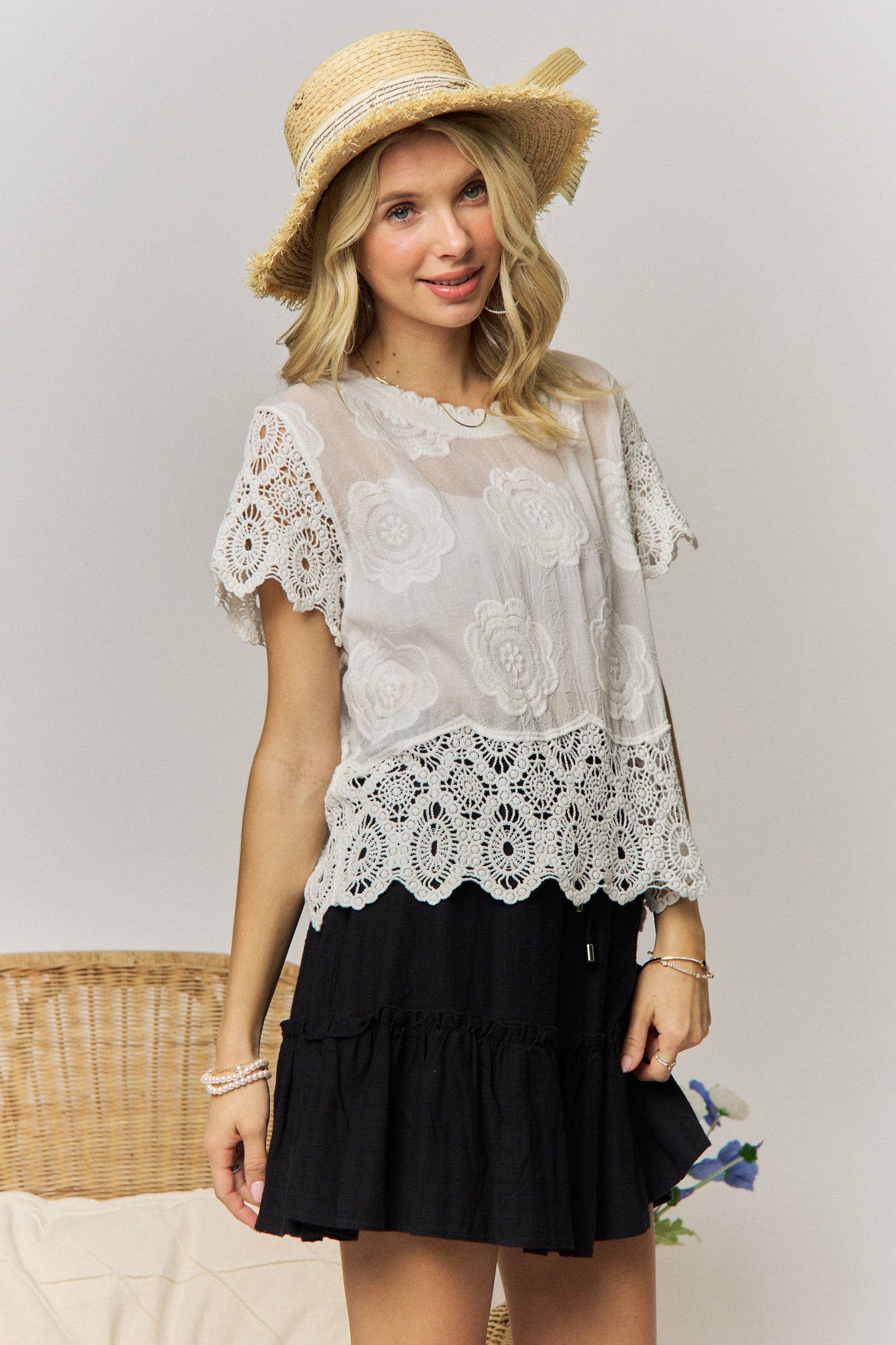 Lace cotton top