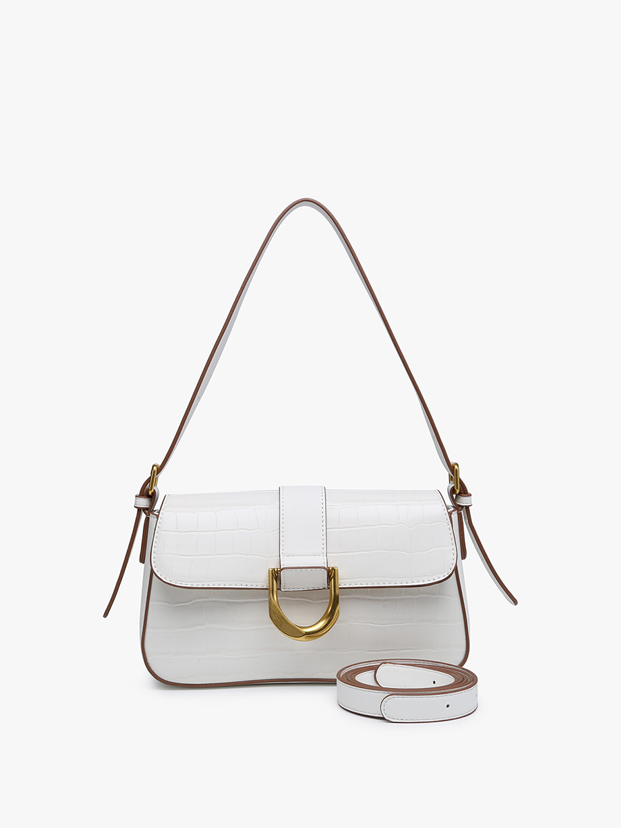 Croc-Embossed Satchel/Shoulder Bag