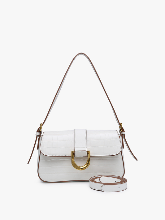 Croc-Embossed Satchel/Shoulder Bag