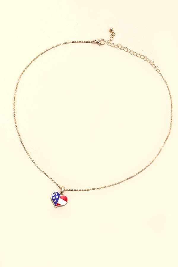 4TH OF JULY FLAG HEART NECKLACE