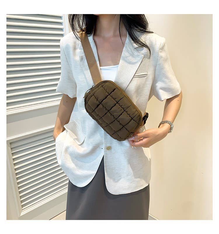 Puffer quilted sling bag