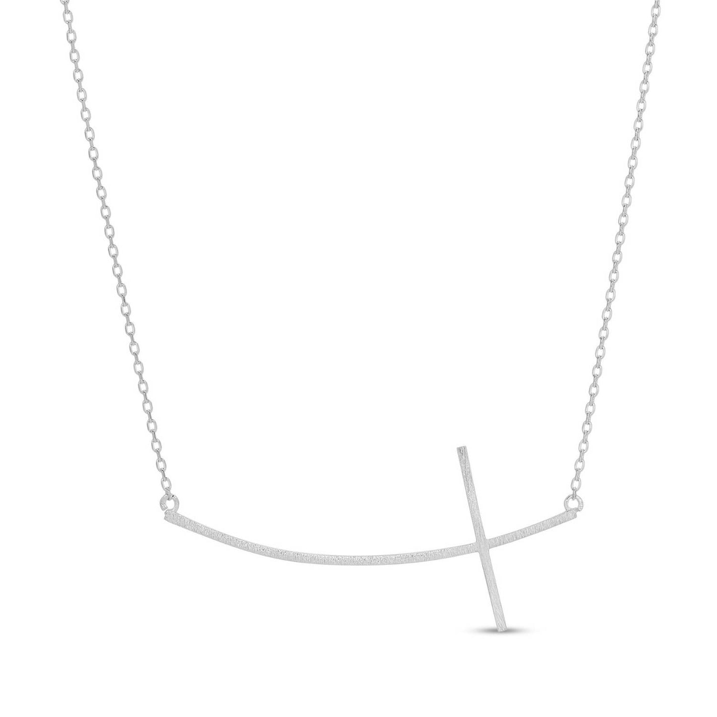Brushed Side Cross Necklace
