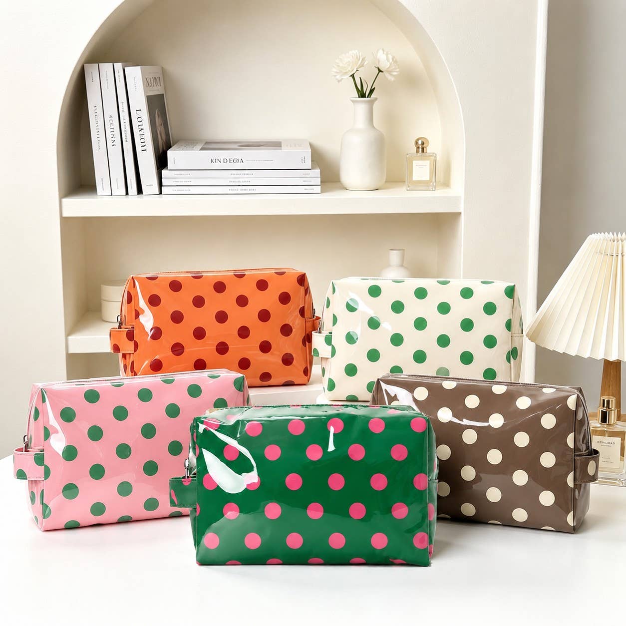 Polka Dot waterproof makeup pouch