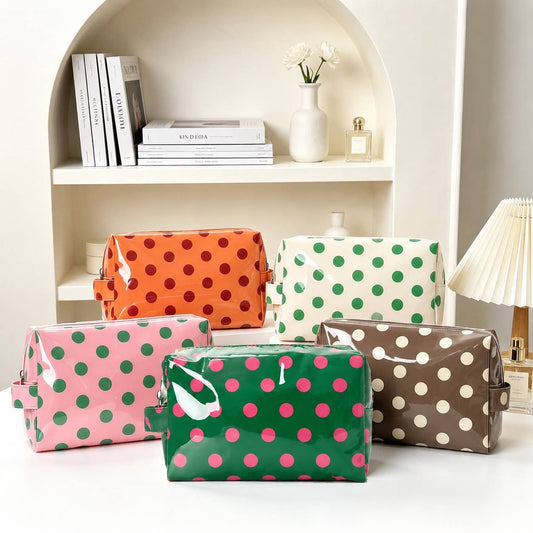 Polka Dot waterproof makeup pouch
