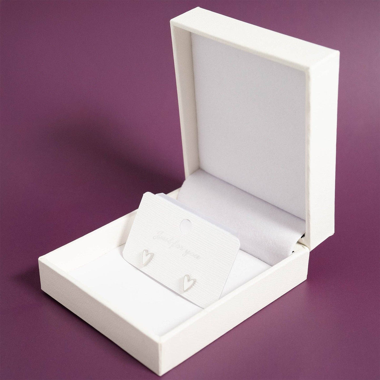 18K Stainless Steel White Heart Stud Earrings