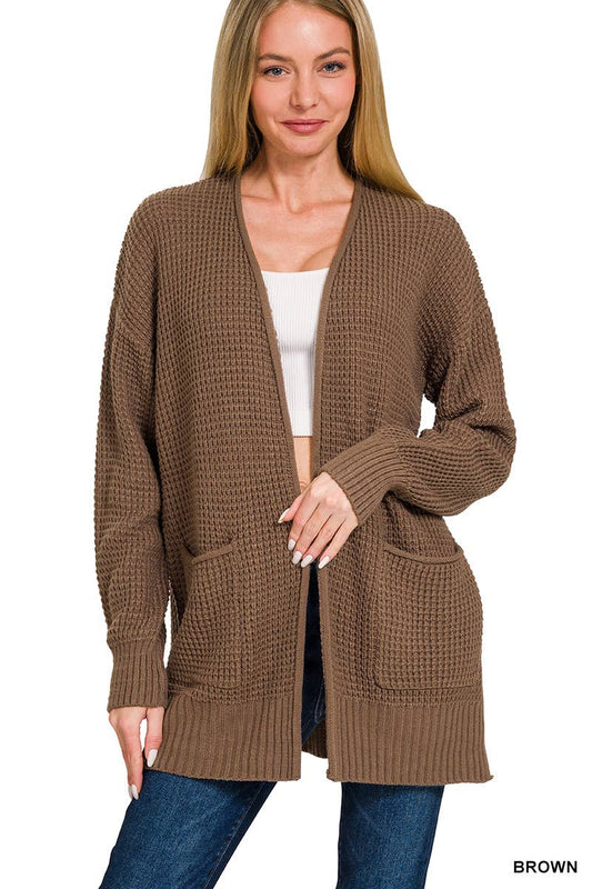 Zenana Cardigan Sweater Brown