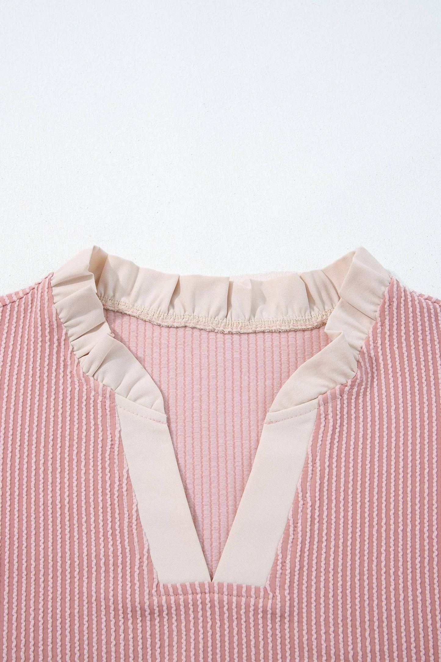 Mauve Frilled Neckline Ruffled Sleeve Plus