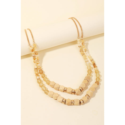 Layered Mixed Wooden Beaded Necklace
