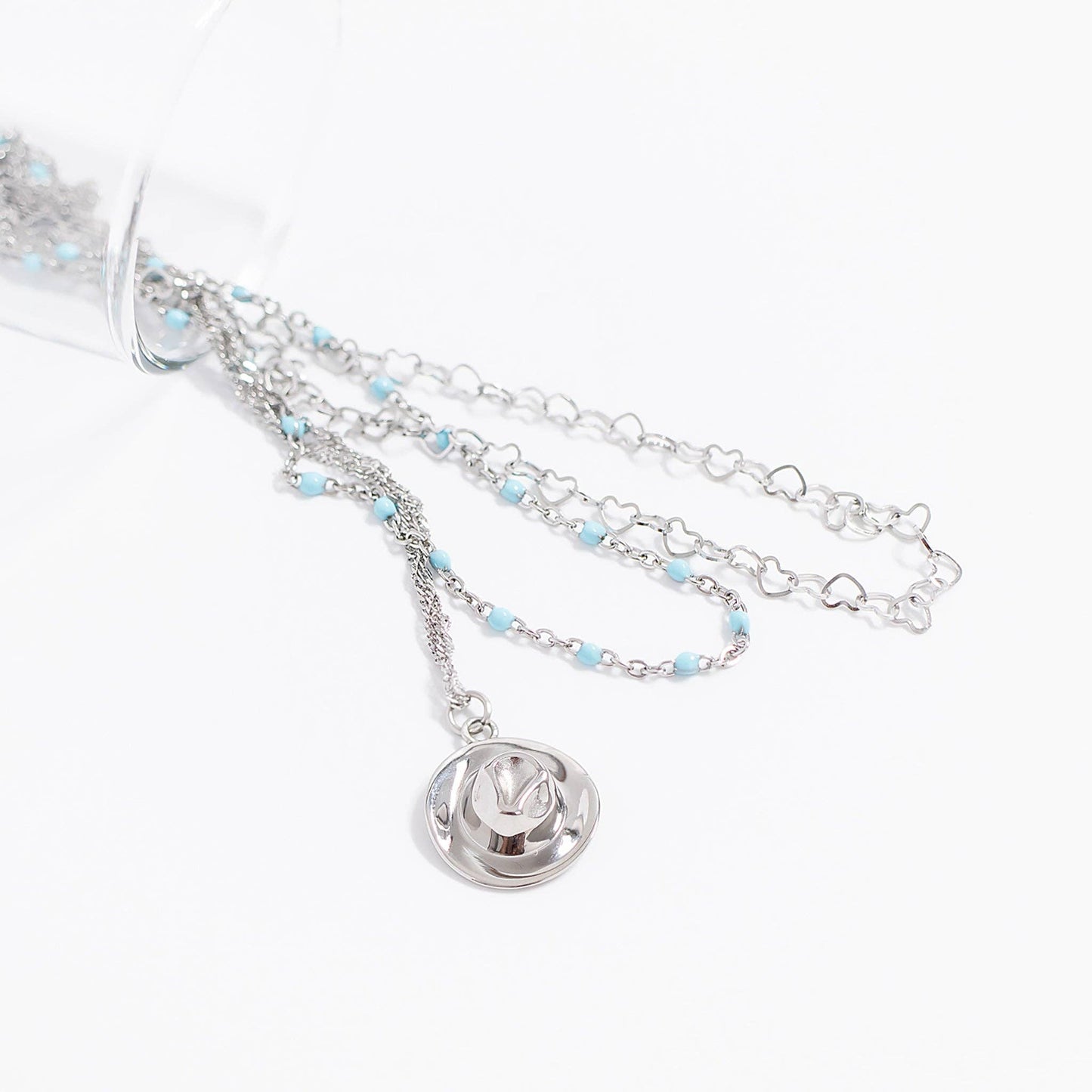 18K Gold Stainless Steel Turquoise Chain Necklace