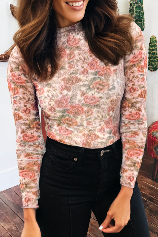 Floral mesh top plus