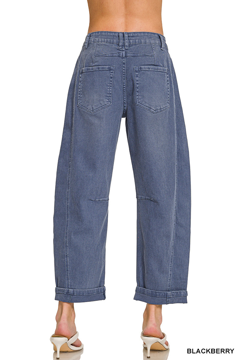 Zenana barrel-leg cropped denim