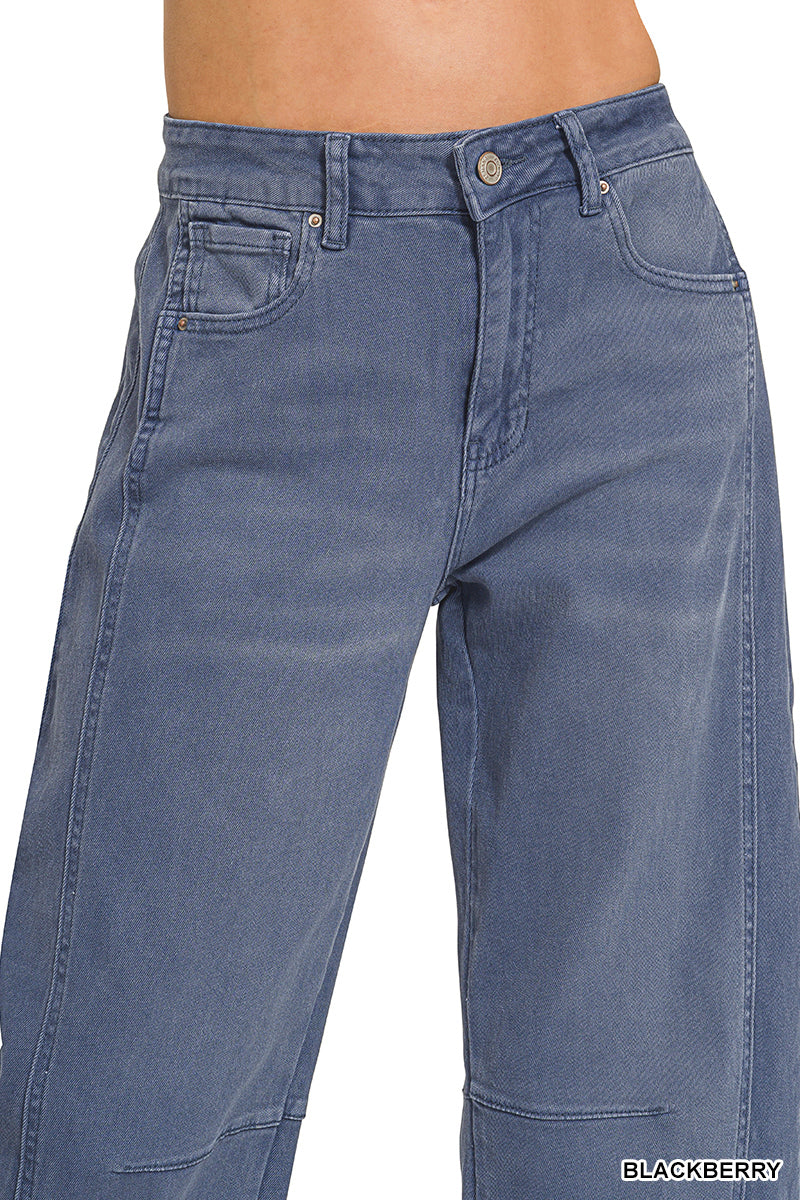 Zenana barrel-leg cropped denim