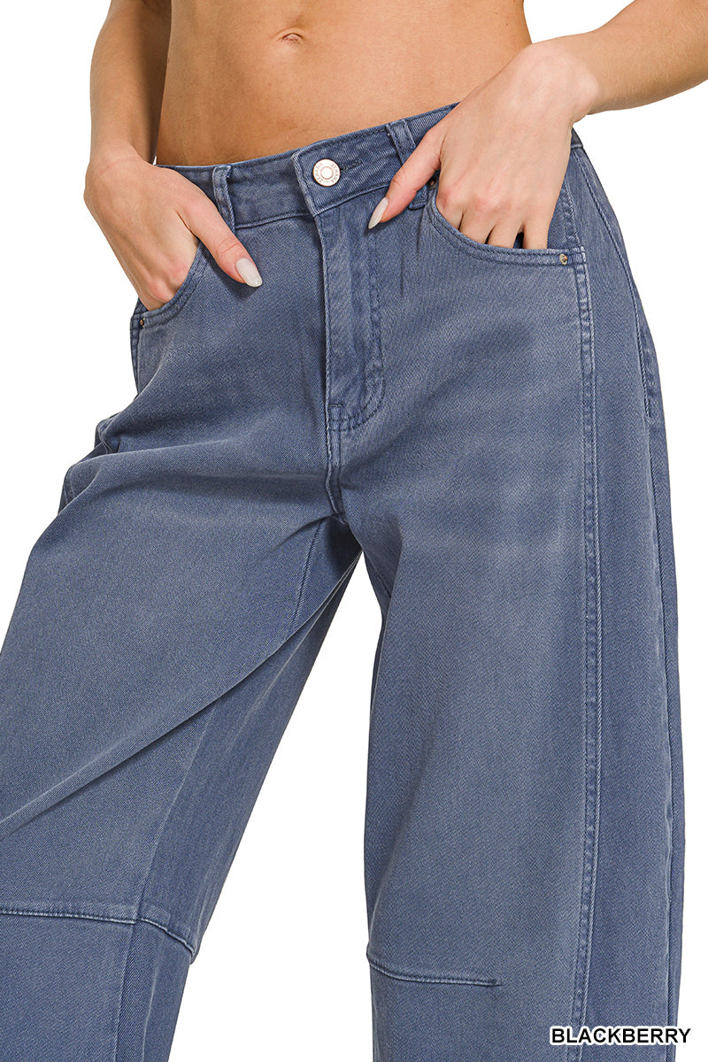 Zenana barrel-leg cropped denim