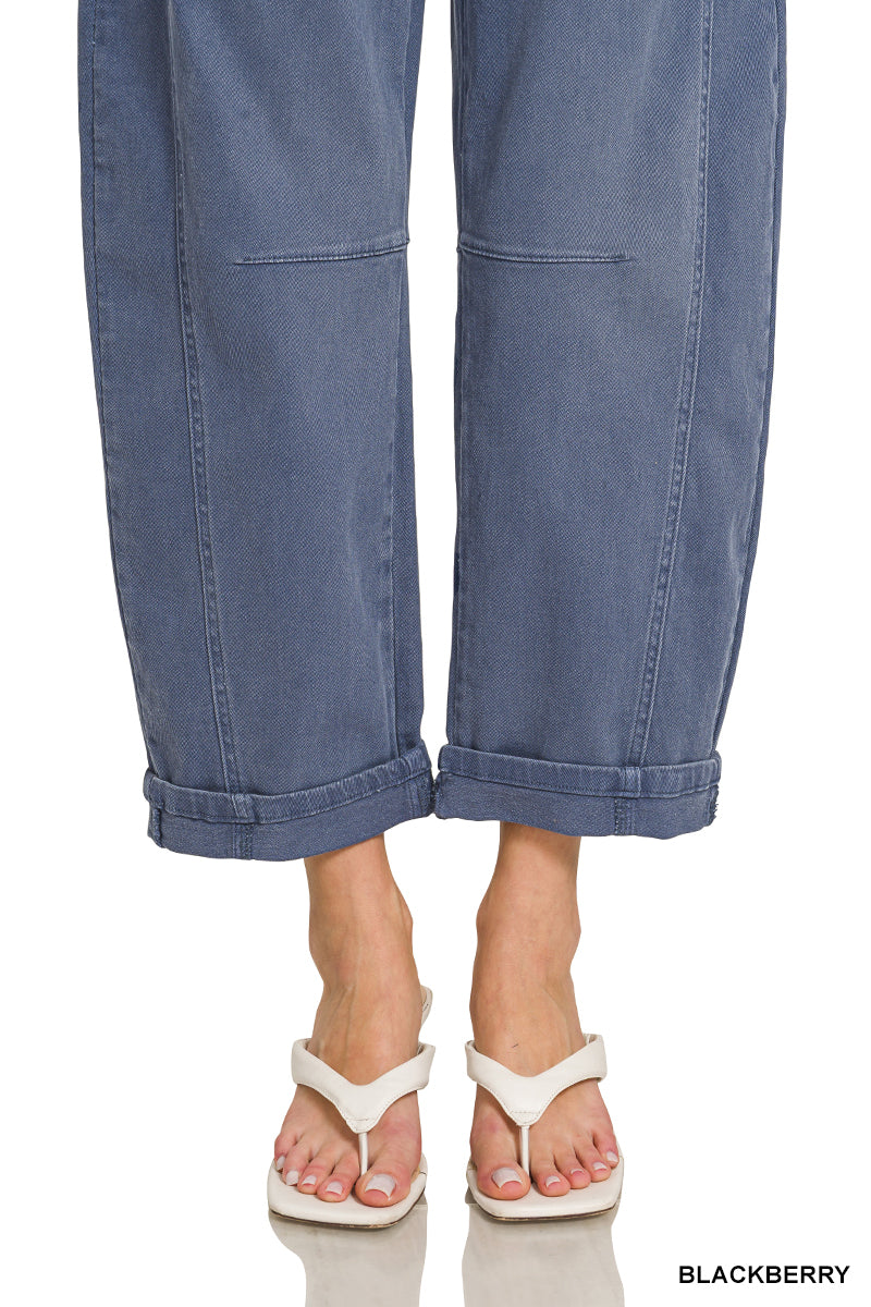 Zenana barrel-leg cropped denim