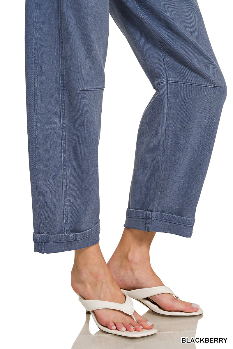 Zenana barrel-leg cropped denim