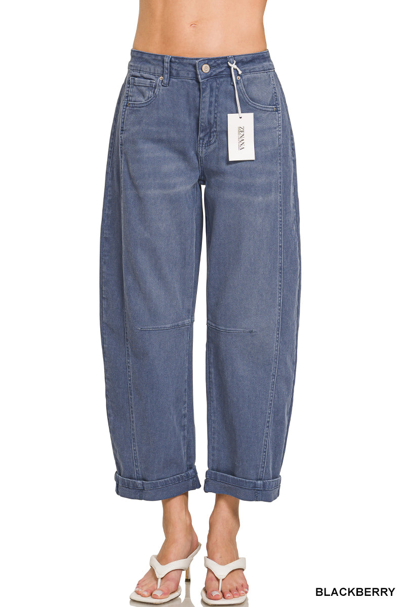 Zenana barrel-leg cropped denim