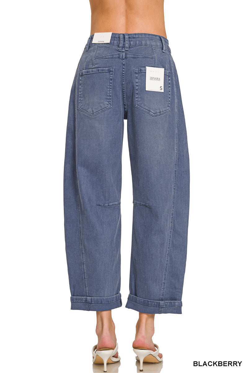 Zenana barrel-leg cropped denim