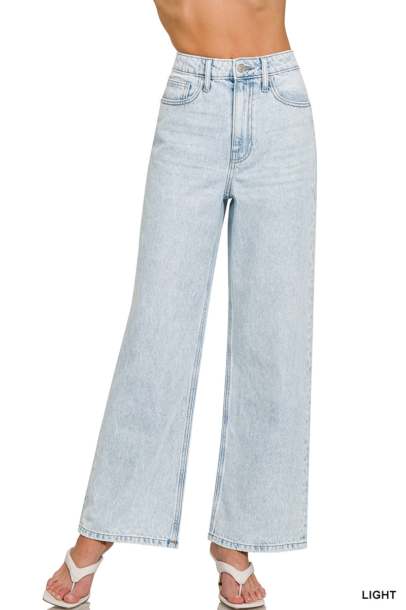 Zenana high waist wide leg straight denim pants