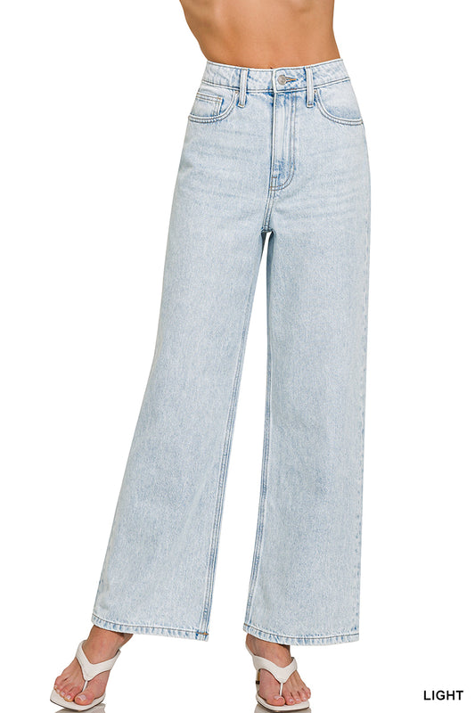 Zenana high waist wide leg straight denim pants