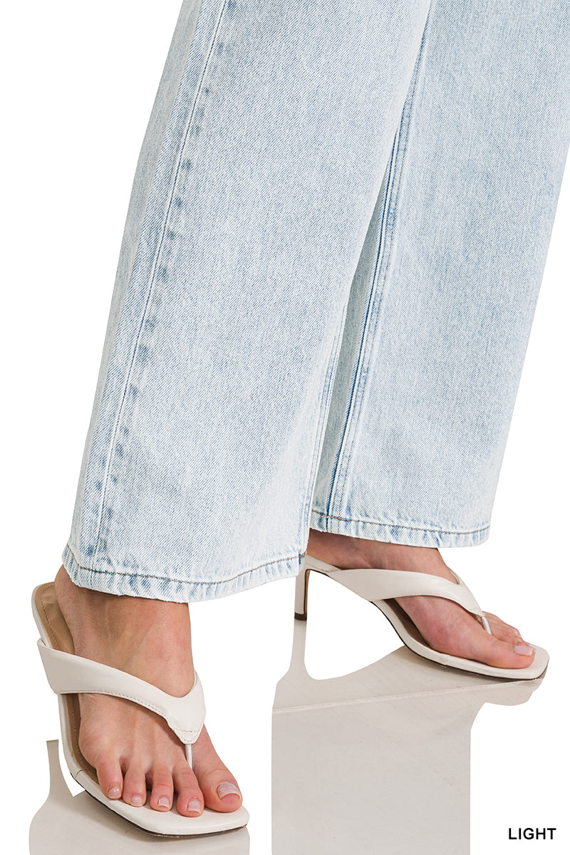 Zenana high waist wide leg straight denim pants