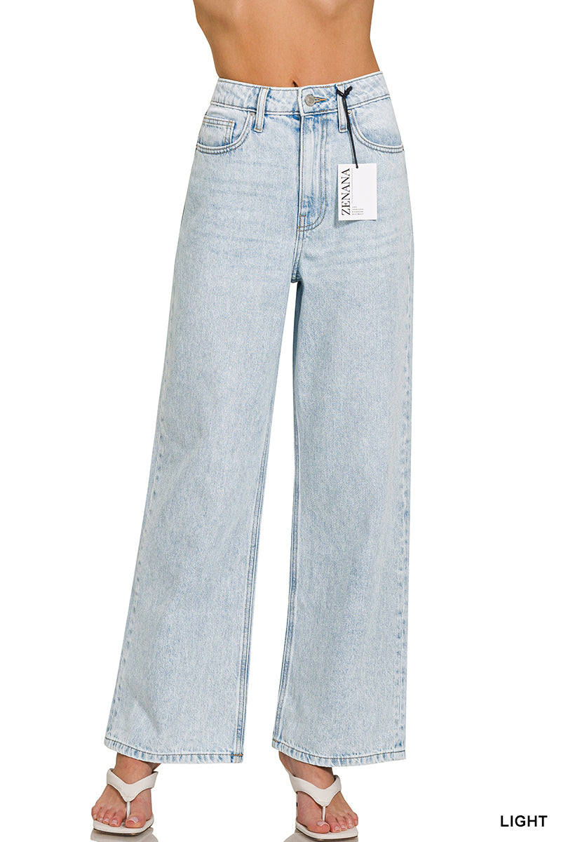 Zenana high waist wide leg straight denim pants