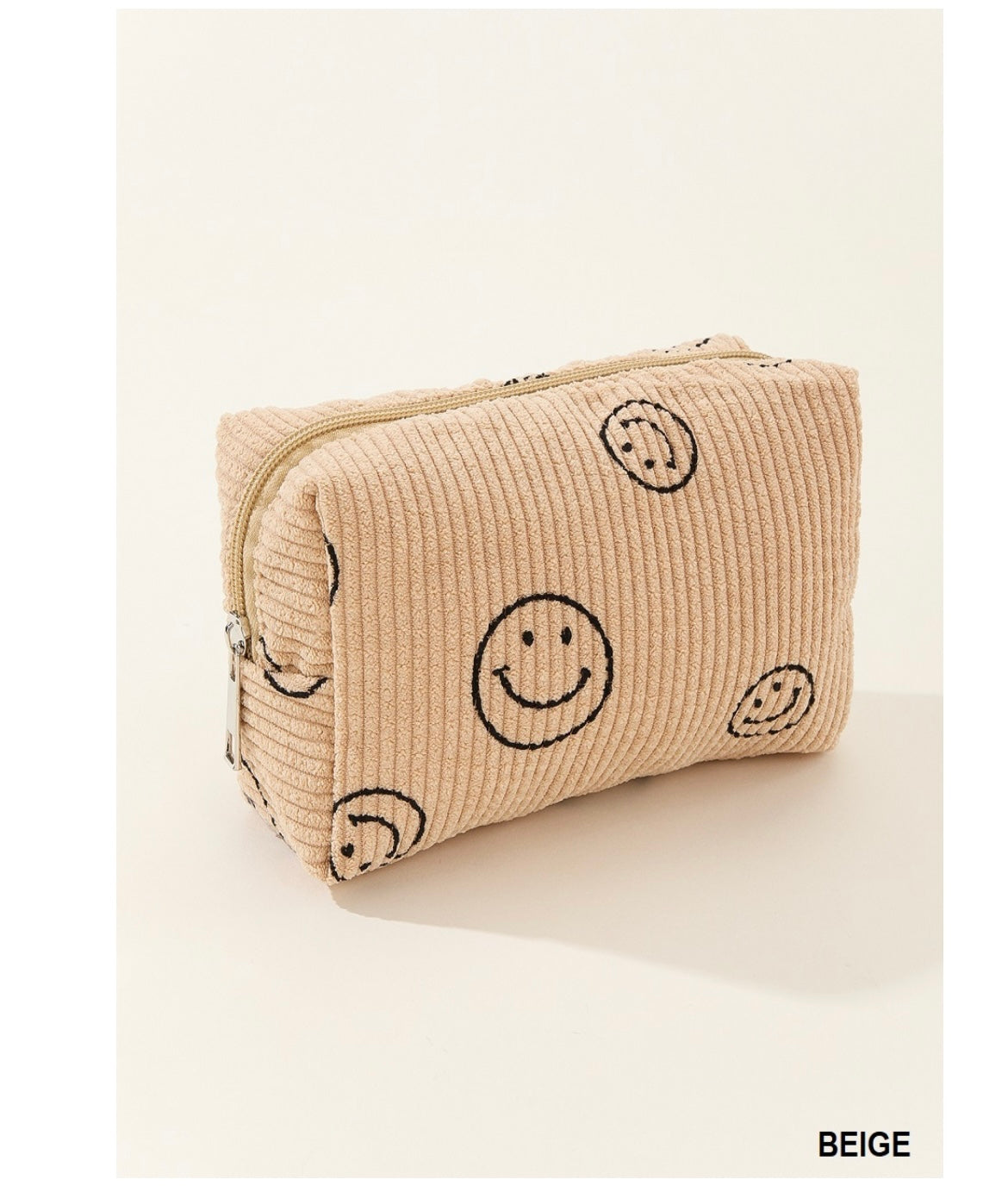 Smiley face cosmetic pouch