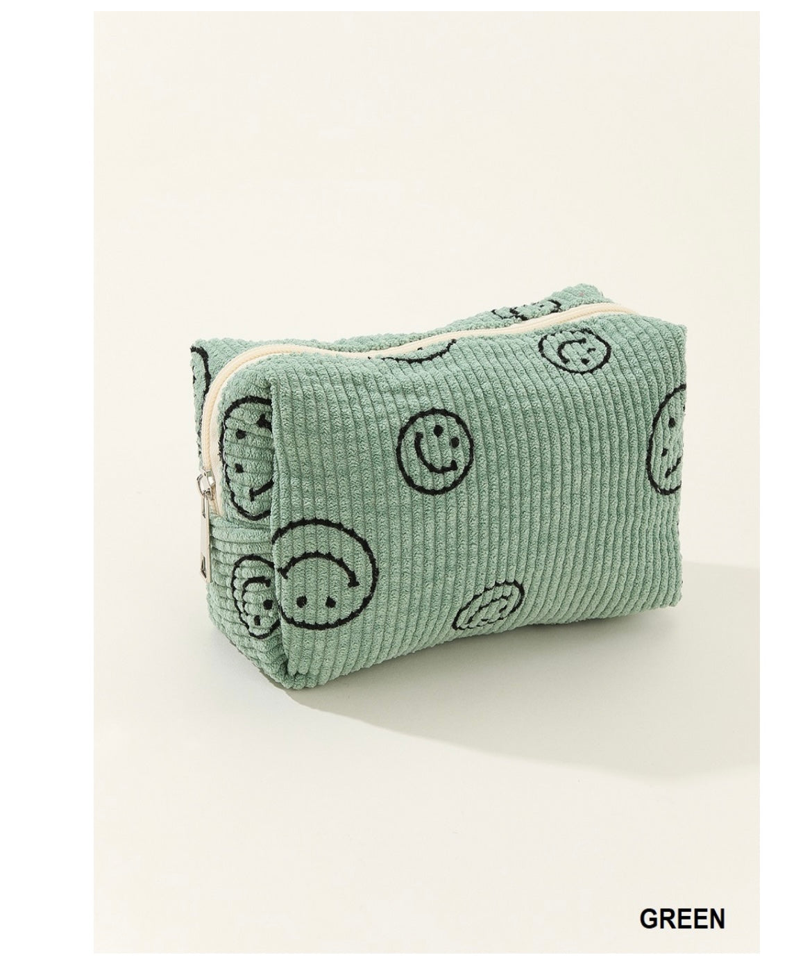 Smiley face cosmetic pouch