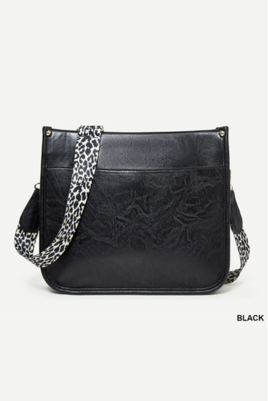 Vegan Leather Leopard Strap Crossbody Shoulder Bag