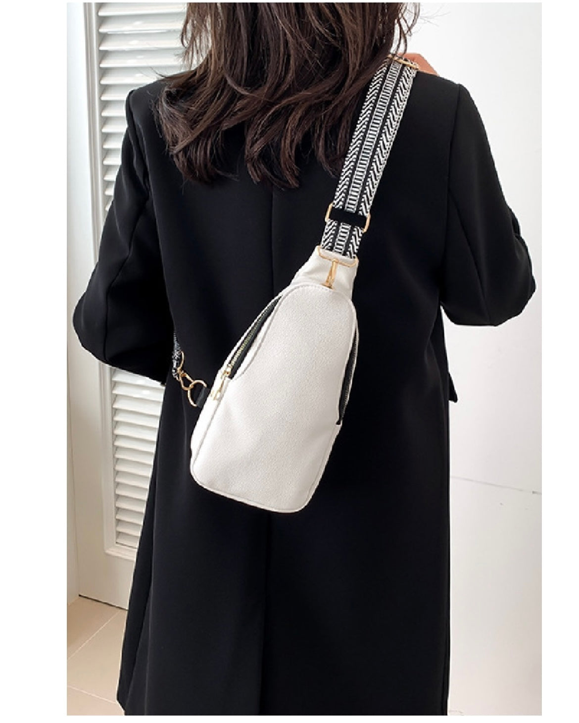Soft vegan leather crossbody sling white/black