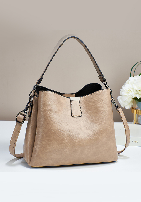 Vegan leather bucket shoulder bag
