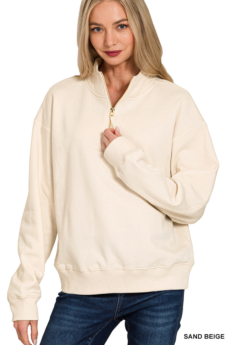 Zenana fleece half zip sweatshirt