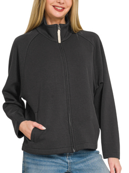 Premium scuba full zip jacket - black