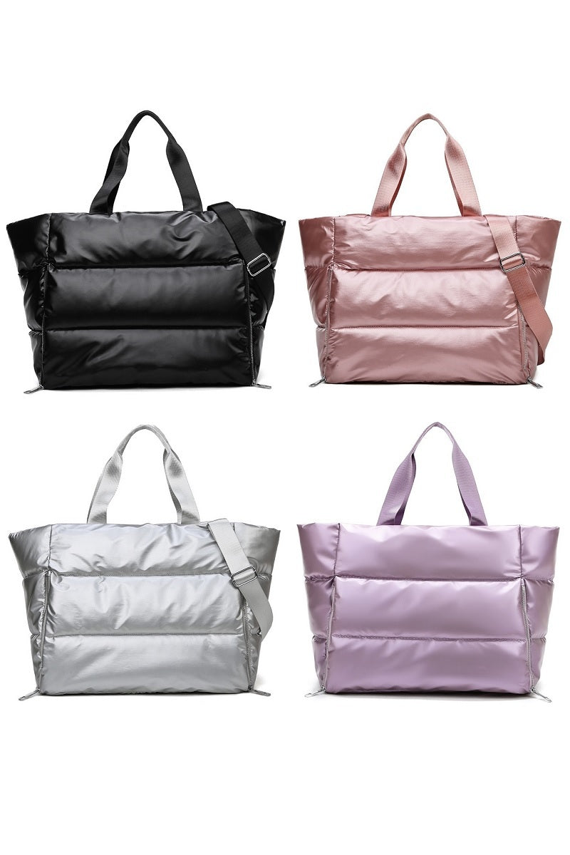 Puffy quilted waterproof travel sports tote bag