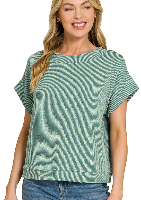 Raised ribbed cap sleeve