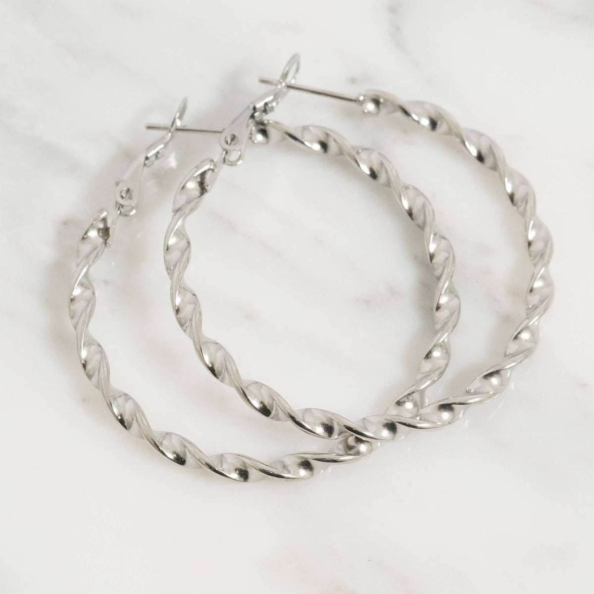 18K Gold PVD Stainless Steel Twist Hoop Earrings