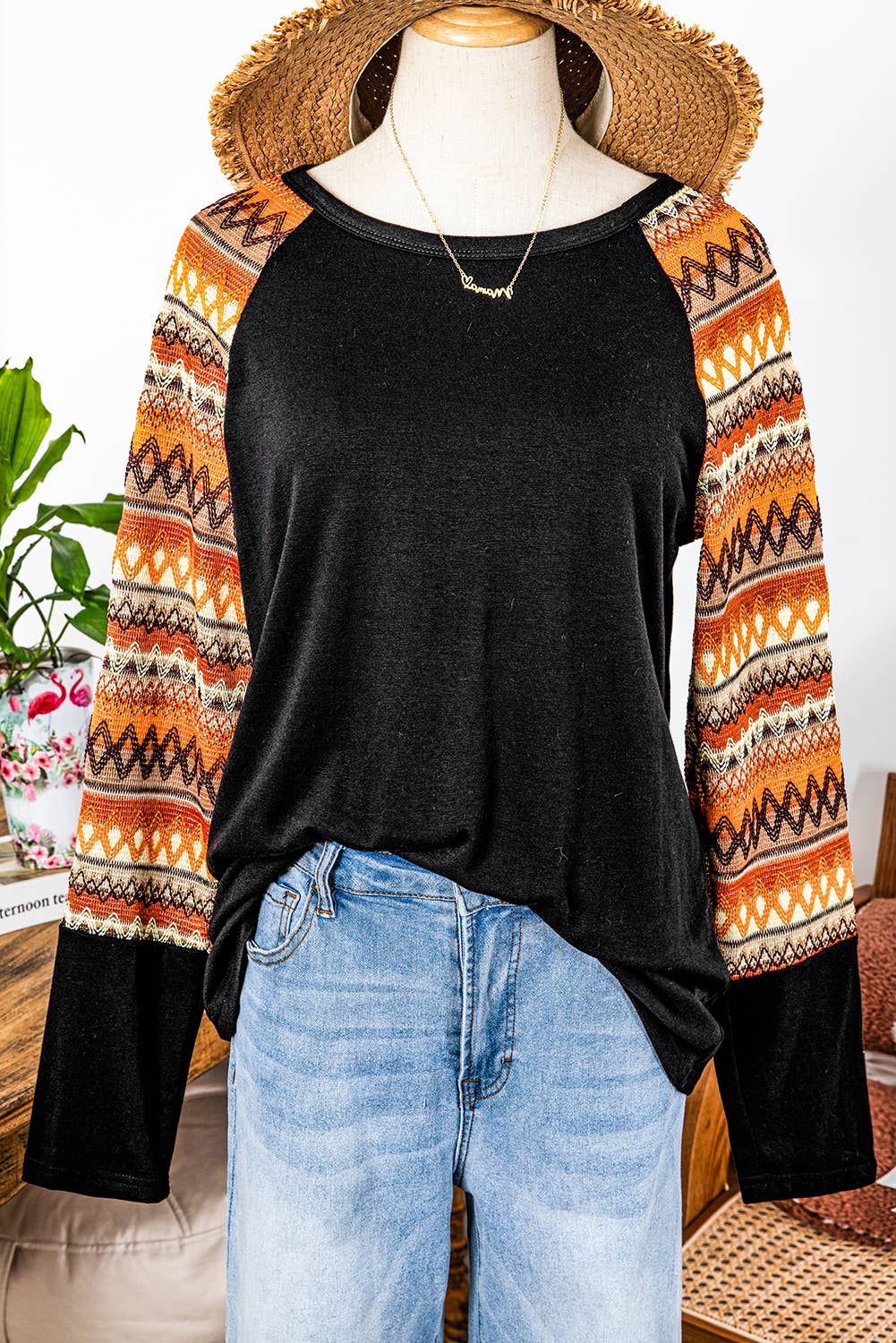 Fall Patterned Sleeve Tee