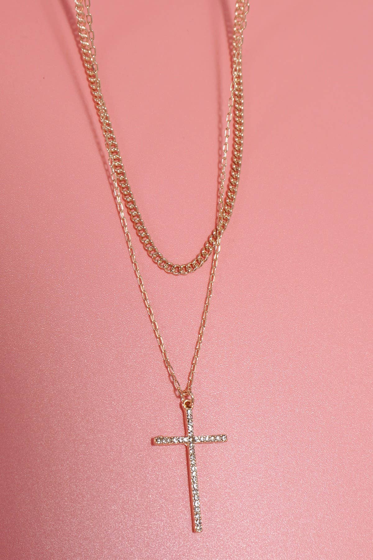 Double layered cross necklace
