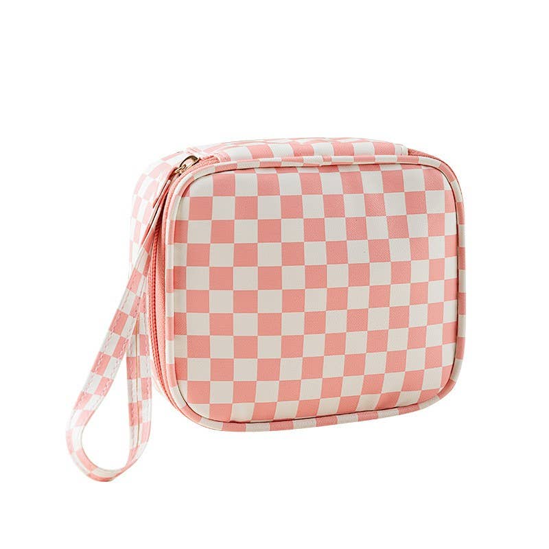 TRAVEL CHECKER MAKEUP POUCH BAG