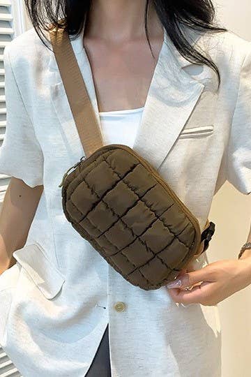 Puffer quilted sling bag