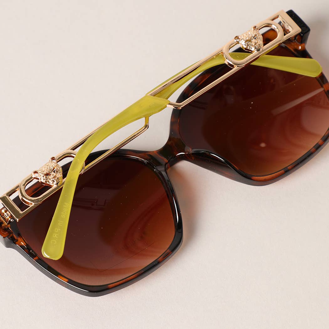 Leopard Figure Leg Two-Tone Design Sunglasses