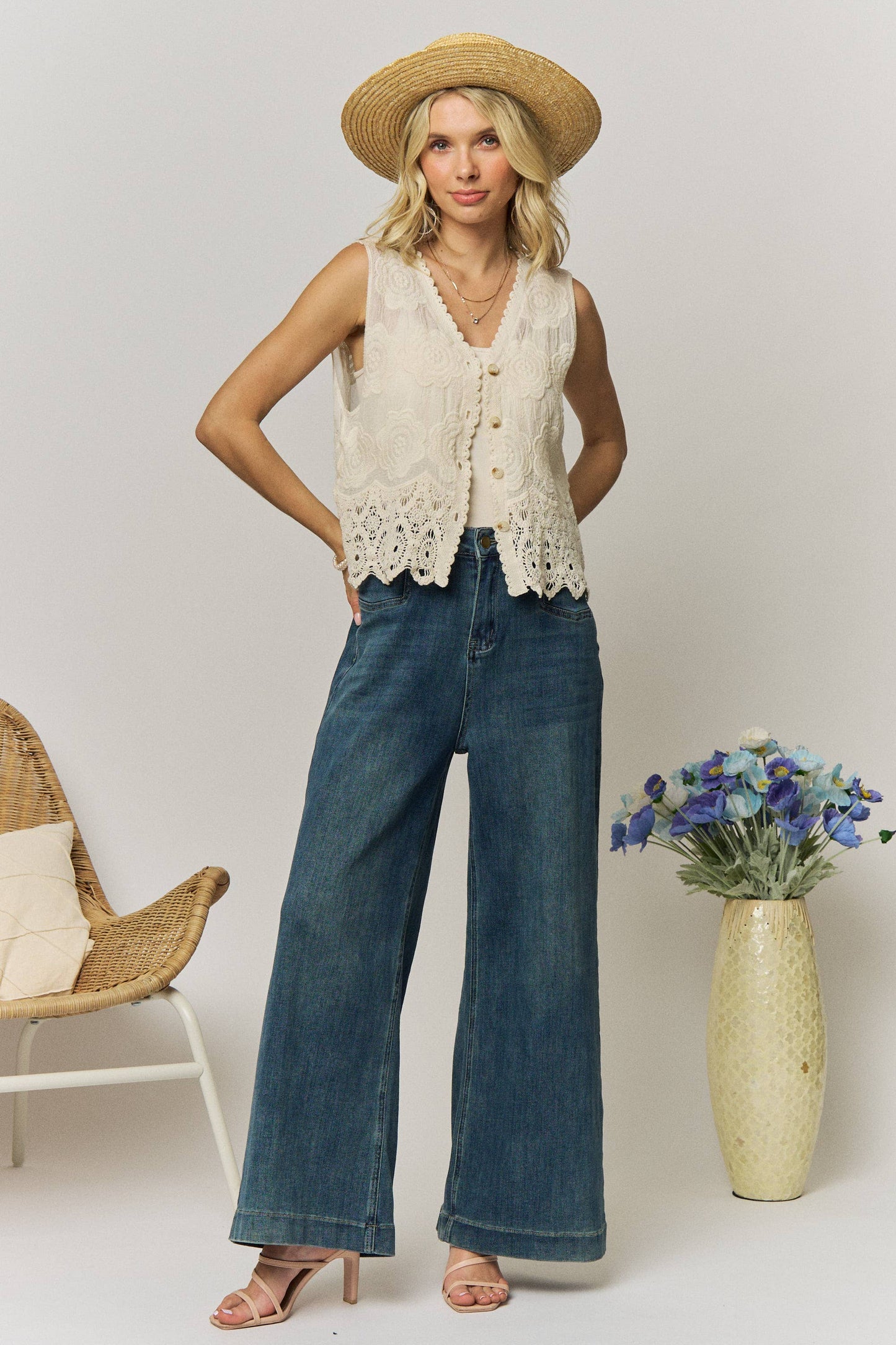 Boho crochet lace vest