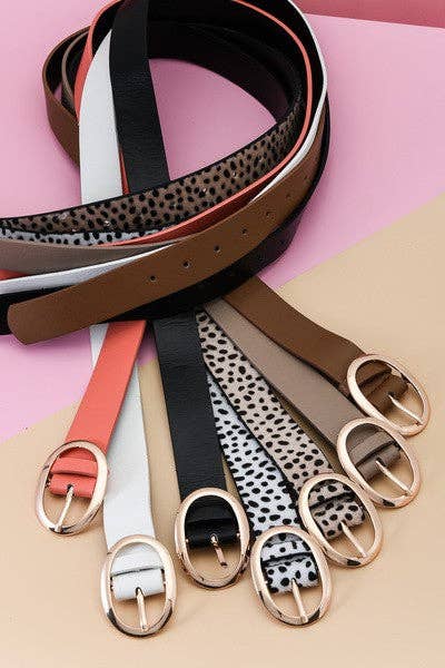 OVAL BUCKLE LEATHER BELT