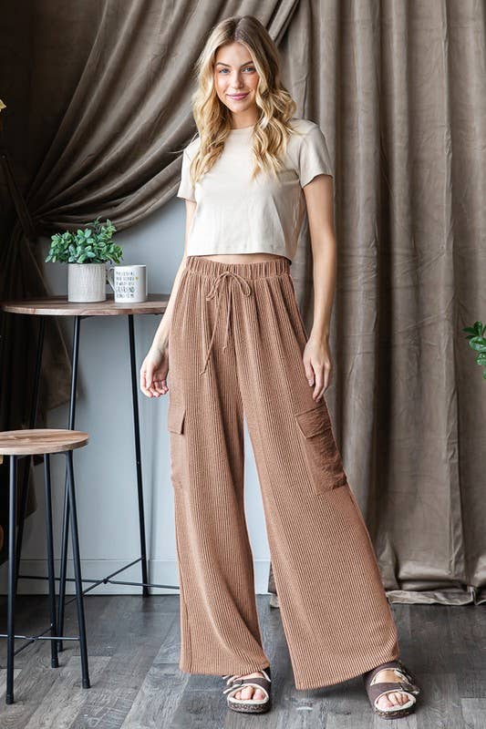 EP6780-10 SOLID URBAN RIBBED CASUAL PANTS