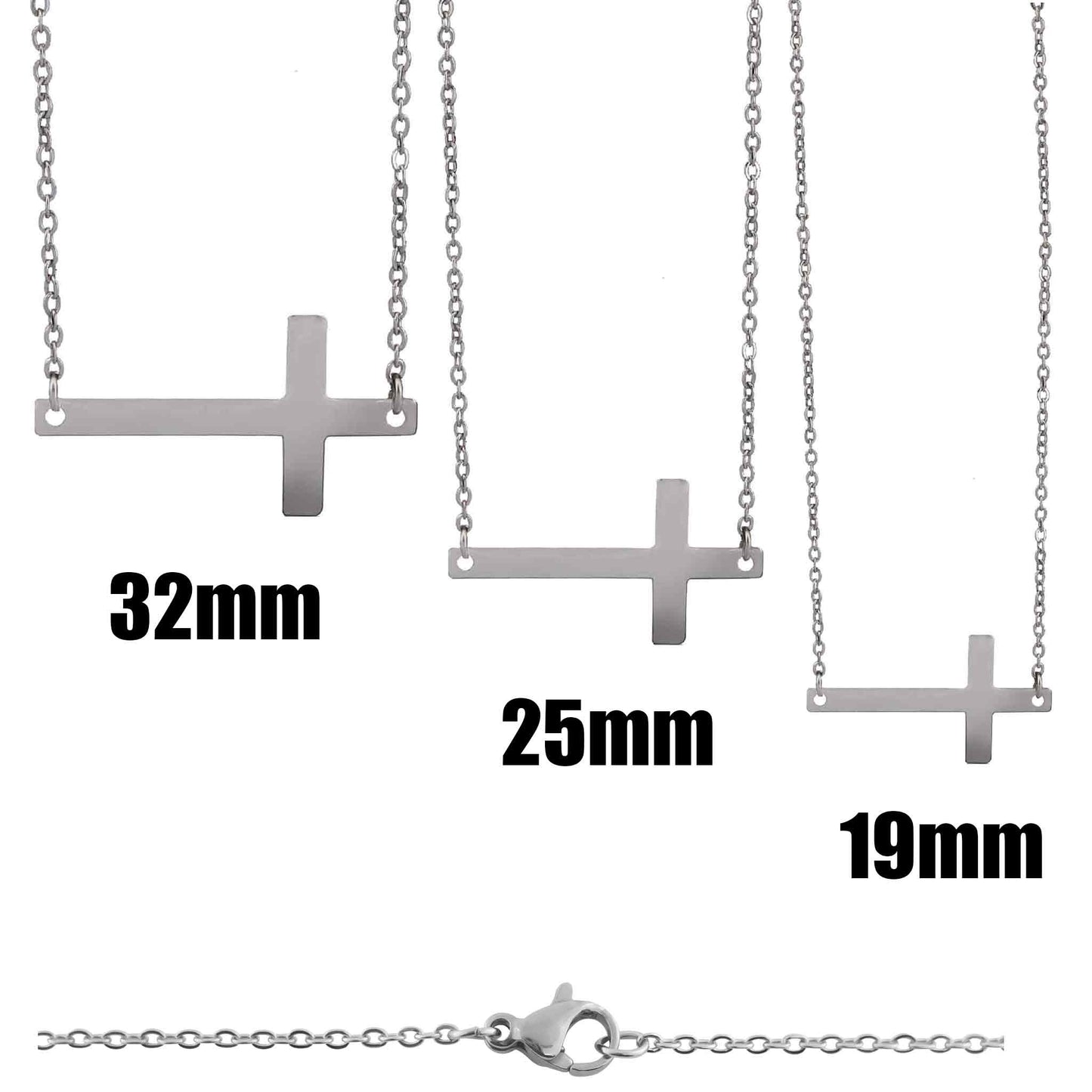 Stainless Steel Horizontal Cross Necklace